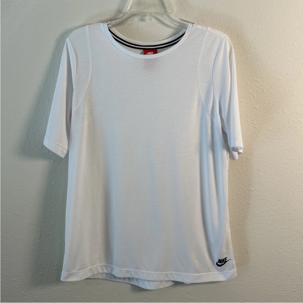 Nike Sportswear Bonded Shirt Men’s Large Short Sleeves White Black Gym Running